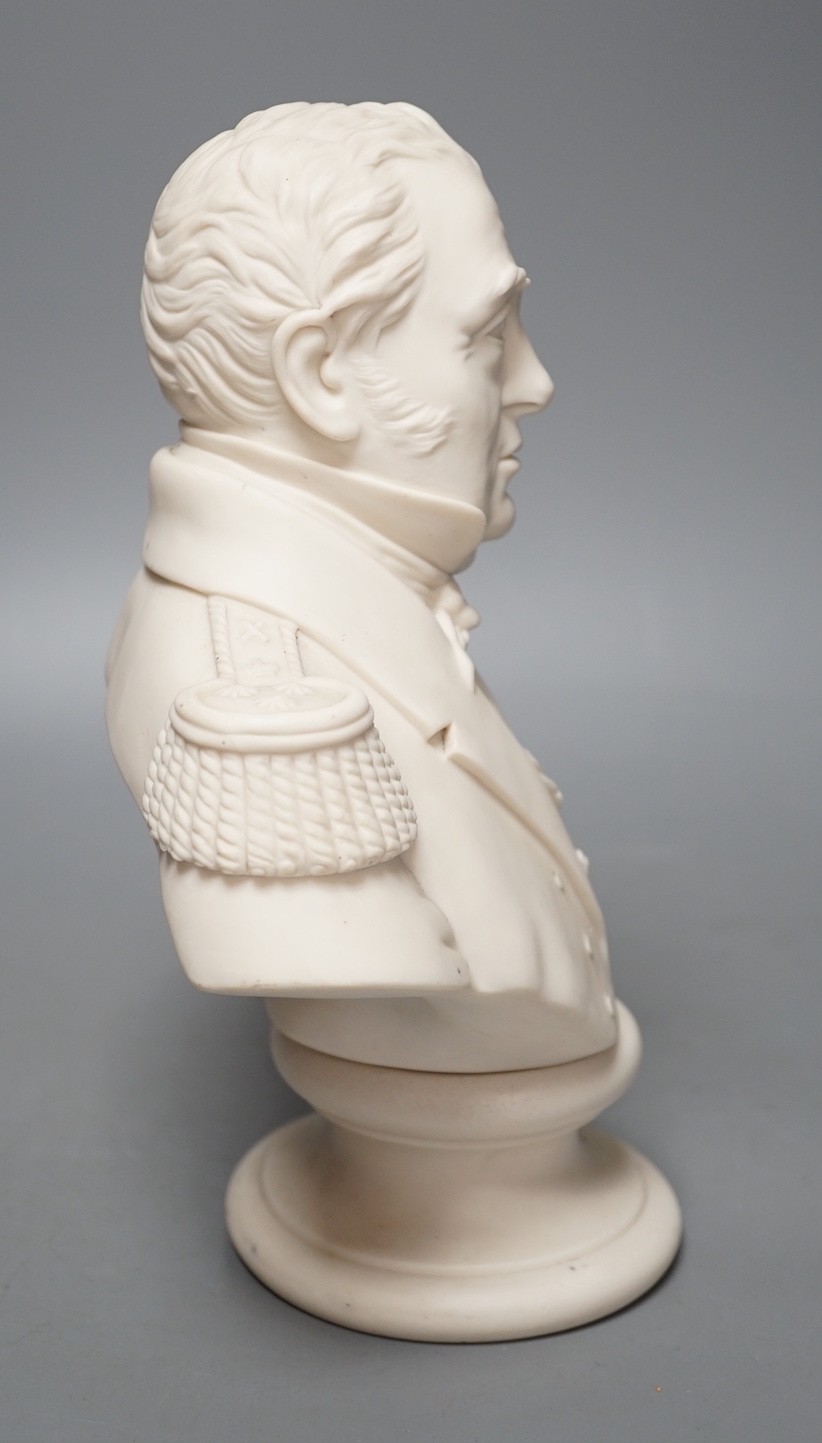 A Parian bust of Admiral Sir Charles Napier, by Samuel Alcock & Co. - 27.5cm tall